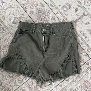 American Eagle Outfitters Olive Distressed Women's Denim Shorts